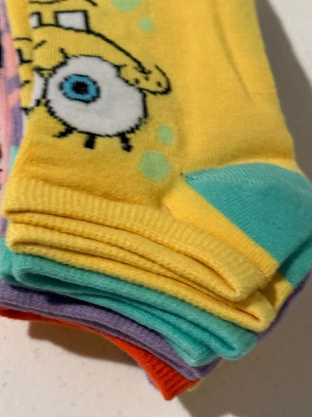 SpongeBob SquarePants 6 Pair Ankle Socks Womens Shoe Size 9-11 NWT